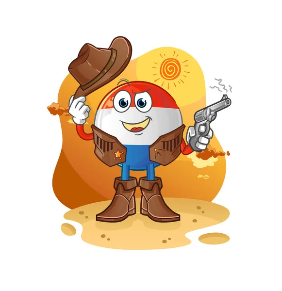 Dutch Flag Cowboy Gun Character Vector — Stock Vector