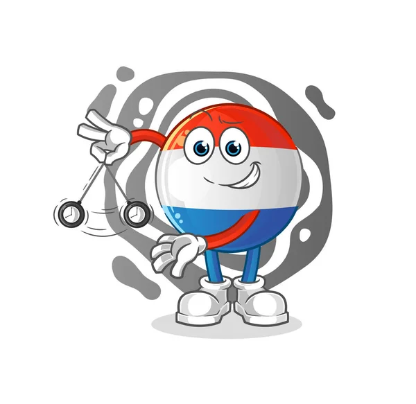 Bandeira Holandesa Hipnotizando Desenhos Animados Vetor Mascote Desenhos Animados — Vetor de Stock
