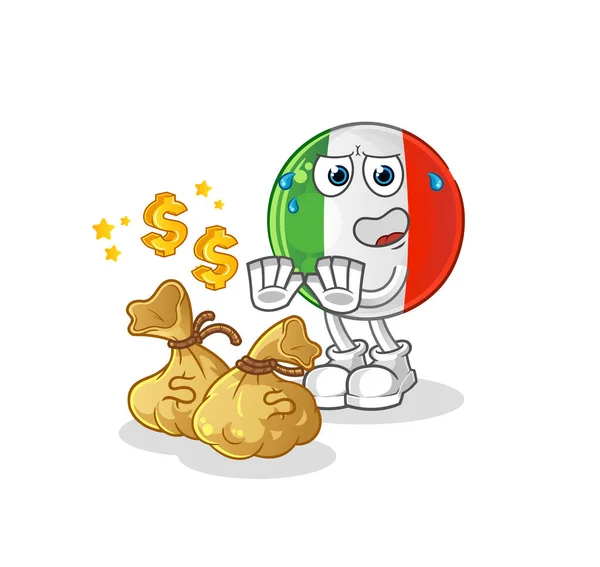 Italy Flag Refuse Money Illustration Character Vector — Stock Vector