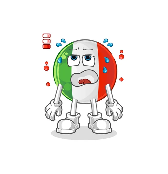 Italy Flag Low Battery Mascot Cartoon Vector — Stock Vector