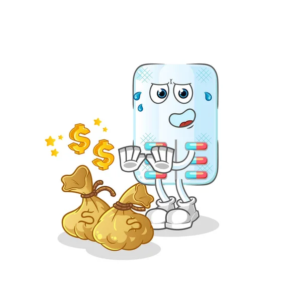 Medicine Refuse Money Illustration Character Vector — Stock Vector