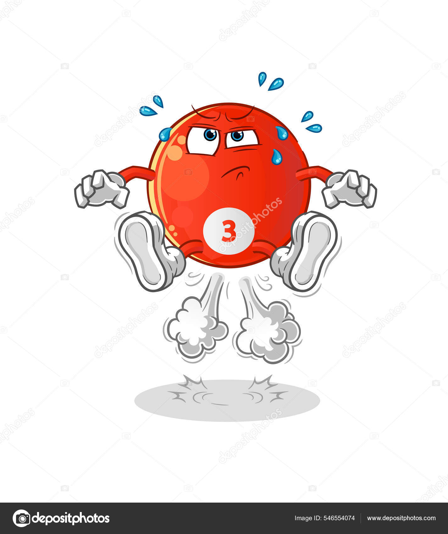 Red Billiard Ball Fart Jumping Illustration Character Vector Stock