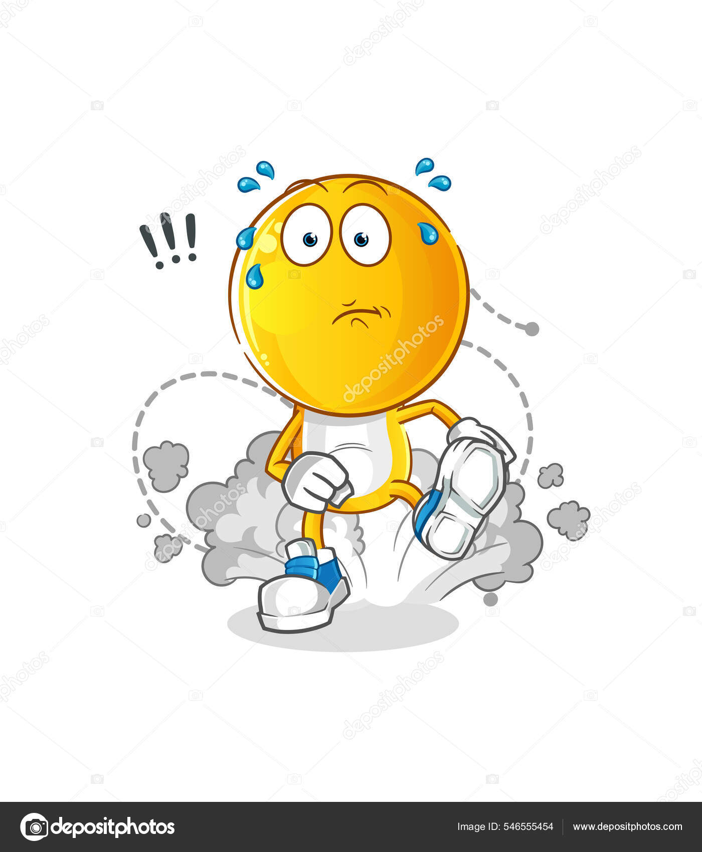 Emoticon Kopf Cartoon Running Illustration Zeichenvektor