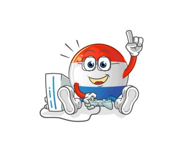 Flaman bayrağı video oyunları oynuyor. çizgi film karakteri