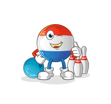 Flaman bayrağı, bowling illüstrasyonu. karakter vektörü