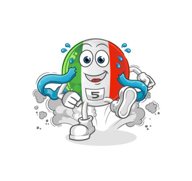 İtalyan bayrak koşucusu karakteri. çizgi film maskotu vektörü