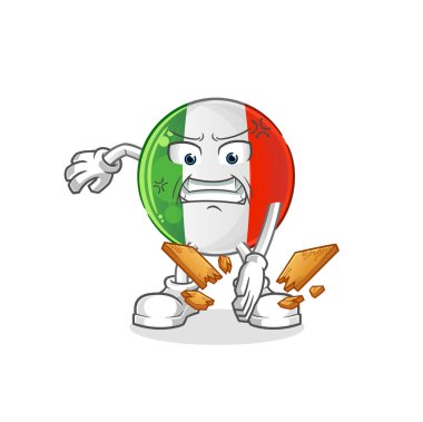 İtalyan bayrağı karate maskotu. çizgi film vektörü