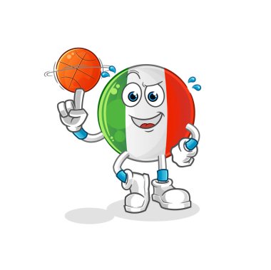Basketbol maskotu oynayan İtalya bayrağı. çizgi film vektörü