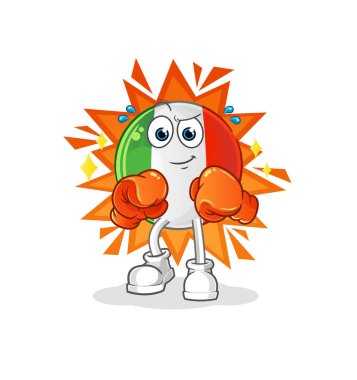 İtalyan bayrak boksörü karakteri. çizgi film maskotu vektörü