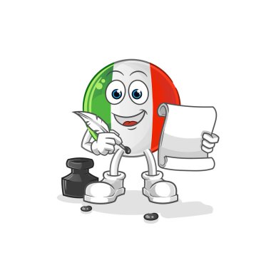 İtalya bayrak yazar vektörü. çizgi film karakteri