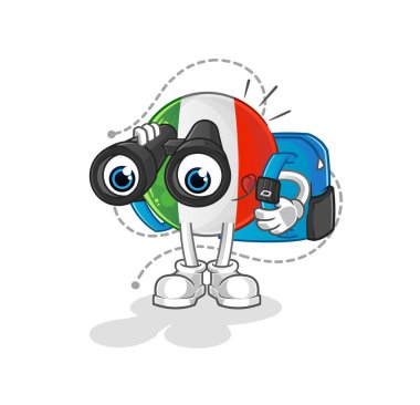 Dürbünlü İtalyan bayrağı. çizgi film maskotu vektörü