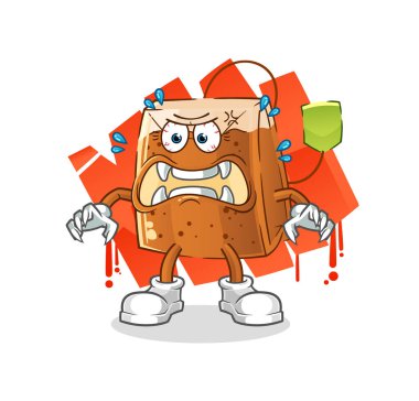 Çay poşeti canavar vektörü. çizgi film karakteri