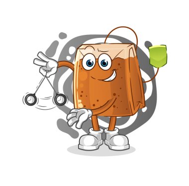 Çay poşeti hipnotize edici çizgi film. çizgi film maskotu vektörü