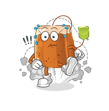 Çay poşeti resimle çalışıyor. karakter vektörü