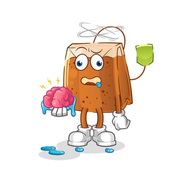 Çay poşeti, beyin vektörü değil. çizgi film karakteri