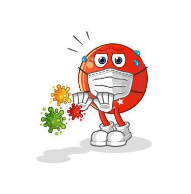 Türk bayrağı virüsleri reddediyor. çizgi film maskotu vektörü