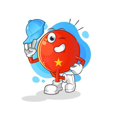 Vietnam bayrağı genç erkek karakter çizgi filmi