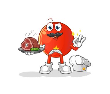 Et maskotu olan Vietnam bayrağı şefi. çizgi film vektörü