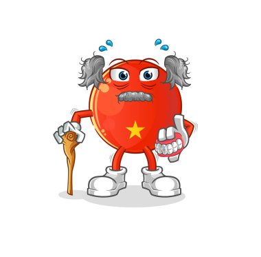 Vietnam bayrağı beyaz saçlı yaşlı adam. karakter vektörü