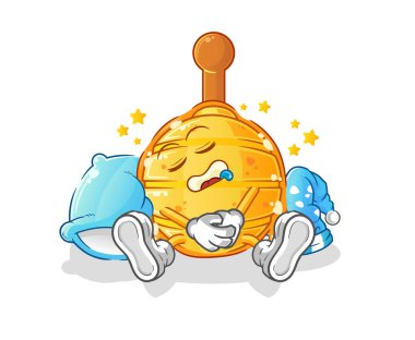 Ahşap balı kaplayan uyuyan karakter. çizgi film maskotu vektörü