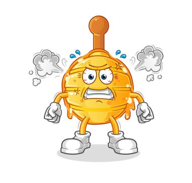 Tahta ballı şeker çok kızgın bir maskot. çizgi film vektörü