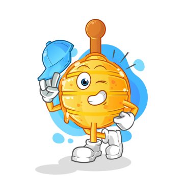 Ahşap balayı avcısı, genç çocuk karakter çizgi filmi.