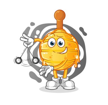 Ahşap ballı süs balığı hipnotize edici çizgi film. çizgi film maskotu vektörü