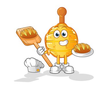 Tahta ballı kurabiye fırıncısı. çizgi film maskotu vektörü