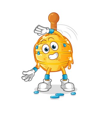 Ahşap balı kepçesi, germe karakteri. çizgi film maskotu vektörü