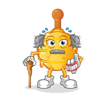 Ahşap bala boyanmış, beyaz saçlı yaşlı adam. karakter vektörü