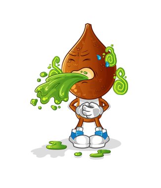 Yılan meyvesi kafalı çizgi film kustu. çizgi film maskotu vektörü