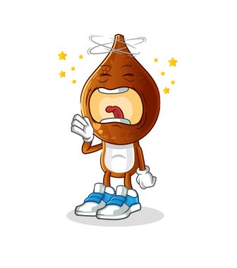 Yılan meyvesi kafalı çizgi film esneme karakteri. çizgi film maskotu vektörü