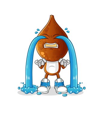 Yılan meyvesi kafalı karikatür ağlayan illüstrasyon. karakter vektörü