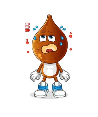 Yılan başlı çizgi film düşük batarya maskotu. çizgi film vektörü