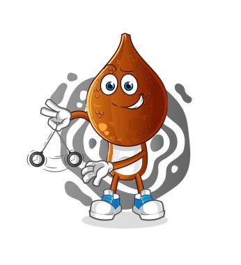 Yılan meyvesi kafası çizgi filmi hipnotize ediyor. çizgi film maskotu vektörü