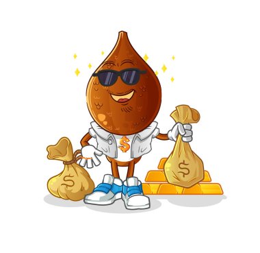 Yılan başlı zengin çizgi film karakteri. çizgi film maskotu vektörü