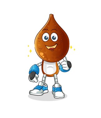 Yılan meyvesi kafalı robot karakter. çizgi film maskotu vektörü