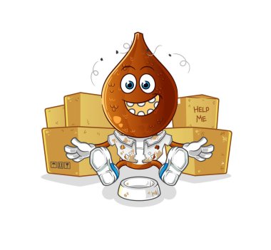 Yılan kafalı evsiz çizgi film karakteri. çizgi film maskotu vektörü