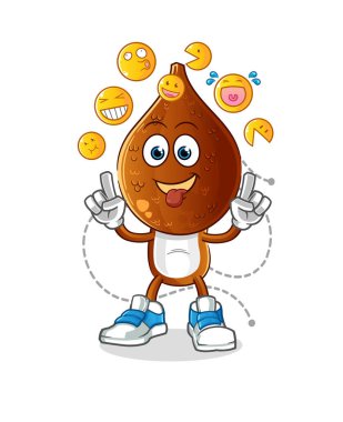 Yılan meyvesi kafalı çizgi film karakteri gülüyor ve alay ediyor. çizgi film vektörü