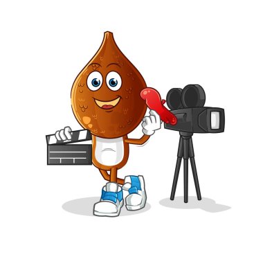 Yılan meyvesi kafalı çizgi film yönetmeni maskotu. çizgi film vektörü