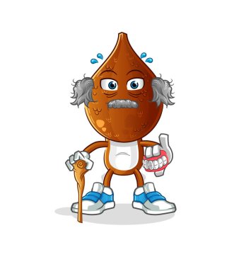 Yılan başlı çizgi film karakteri, beyaz saçlı yaşlı adam. karakter vektörü