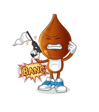 Yılan meyvesi kafalı çizgi film uyarı maskotu. çizgi film vektörü