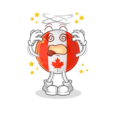 Kanada bayrağı baş döndürücü baş maskotu. çizgi film vektörü
