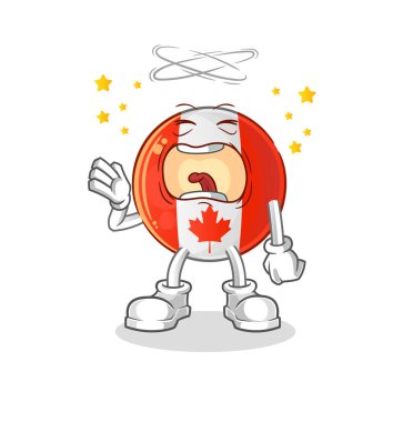 Kanada bayrağı esneme karakteri. çizgi film maskotu vektörü