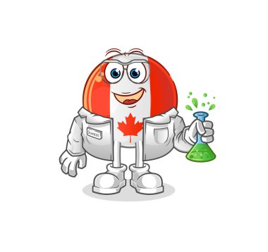 Kanada bayrağı bilim adamı karakteri. çizgi film maskotu vektörü