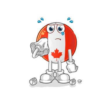 Kanada bayrağı peçeteyle haykırıyor. çizgi film maskotu vektörü