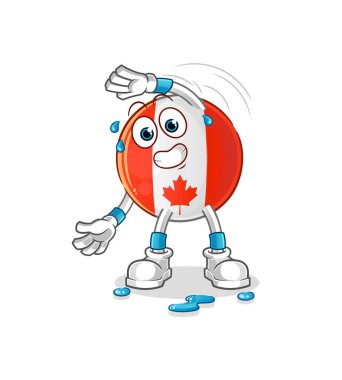 Kanada bayrağı gerdirme karakteri. çizgi film maskotu vektörü