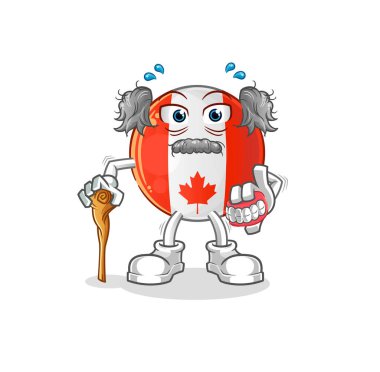 Kanada bayrağı beyaz saçlı yaşlı adam. karakter vektörü