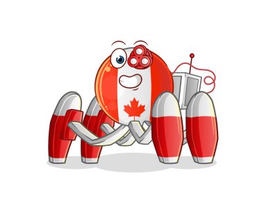 Kanada bayrağı geleceğin robot vektörü. çizgi film karakteri
