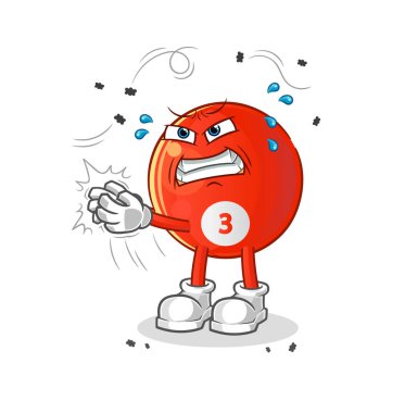 Kırmızı bilardo topu uçan karakter. çizgi film maskotu vektörü